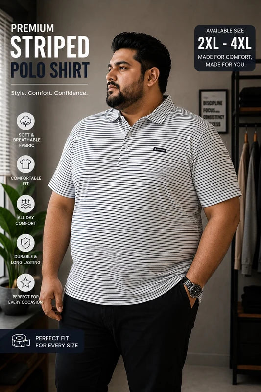 White Thin Polo T-Shirt |Plus