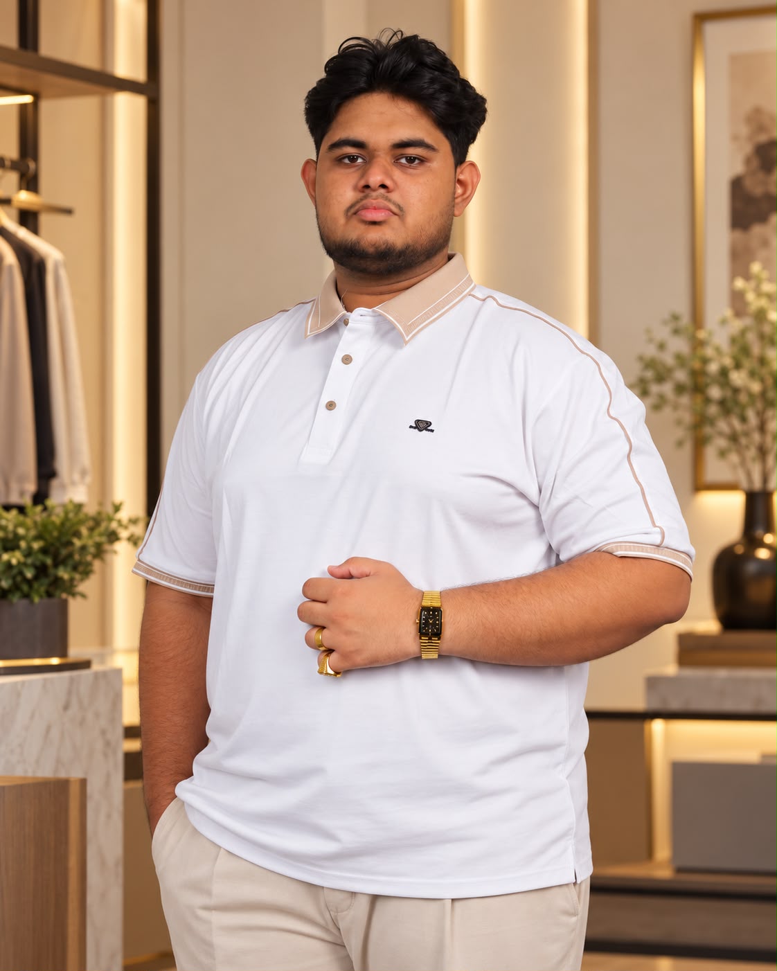 White Colour Polo T-Shirt-BRM