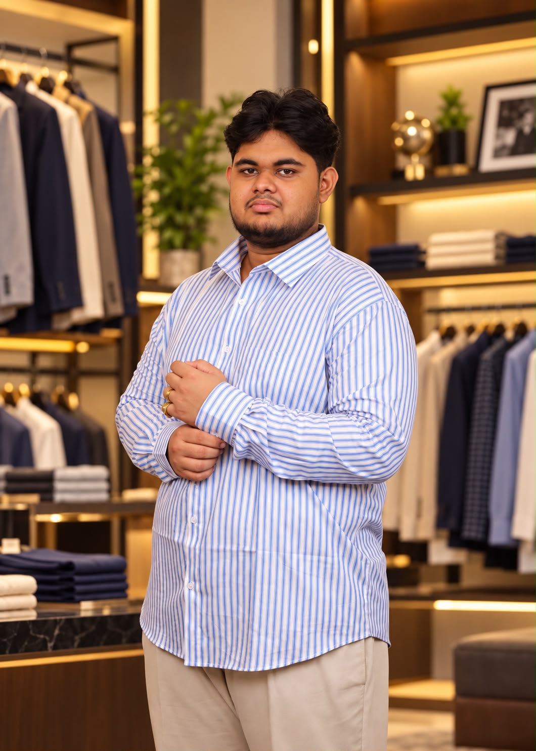 White Blue Stripe Shirt |PCS