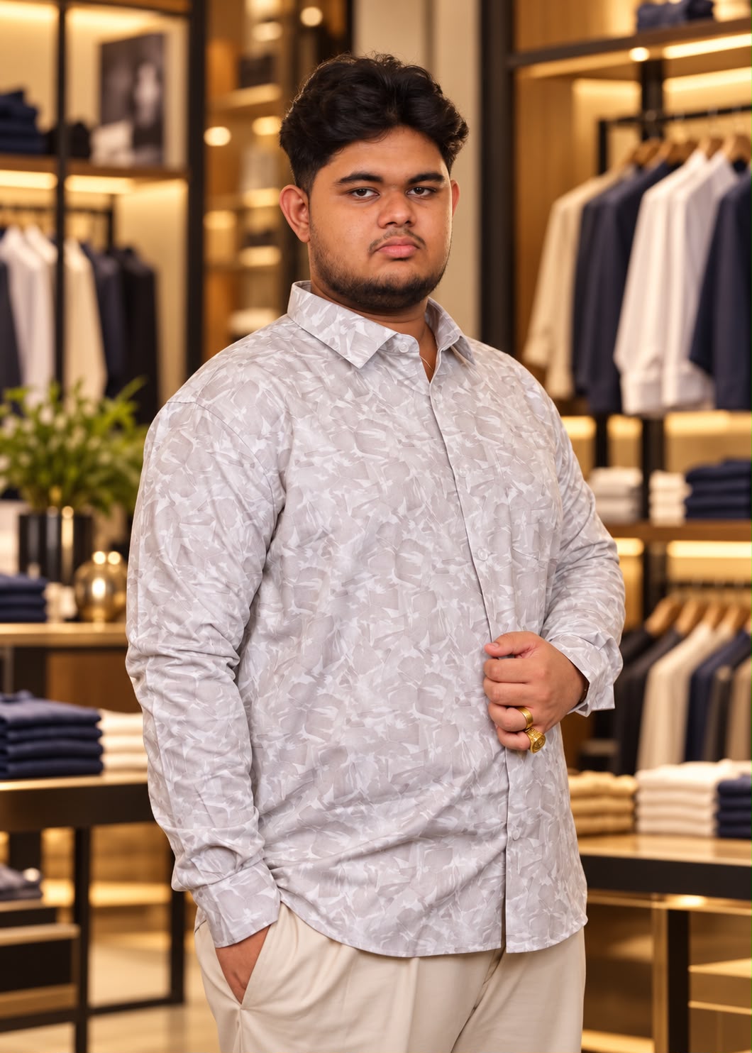 Ash Colour Printed Shirt |PPS