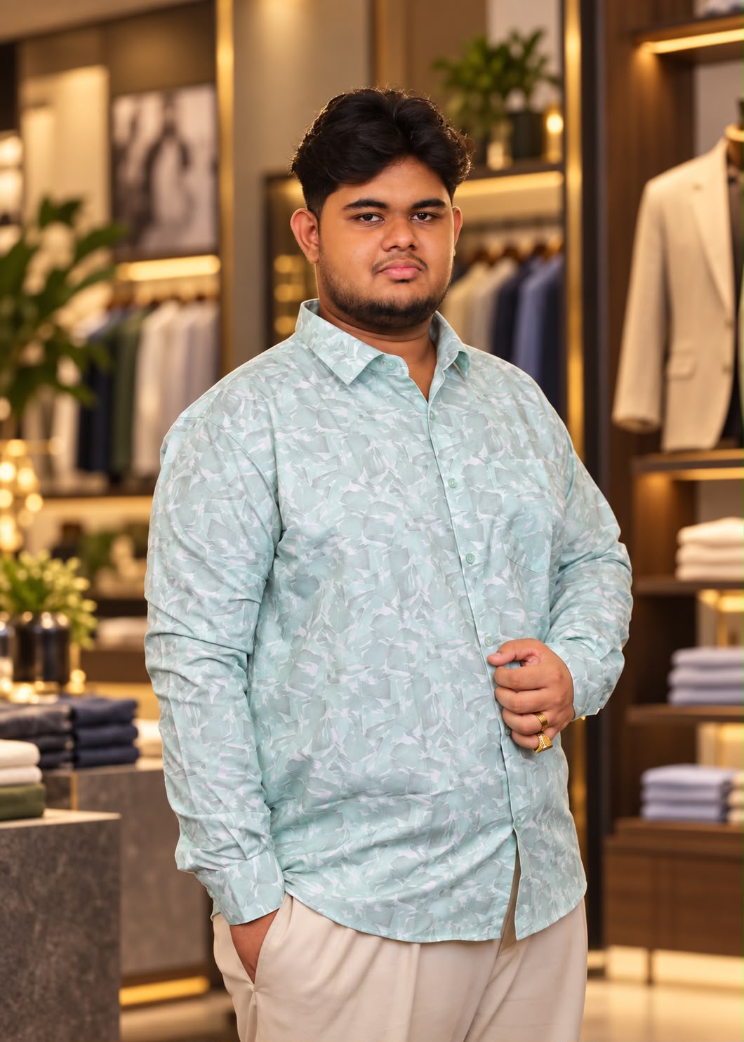 Mint Colour Printed Shirt |PPS