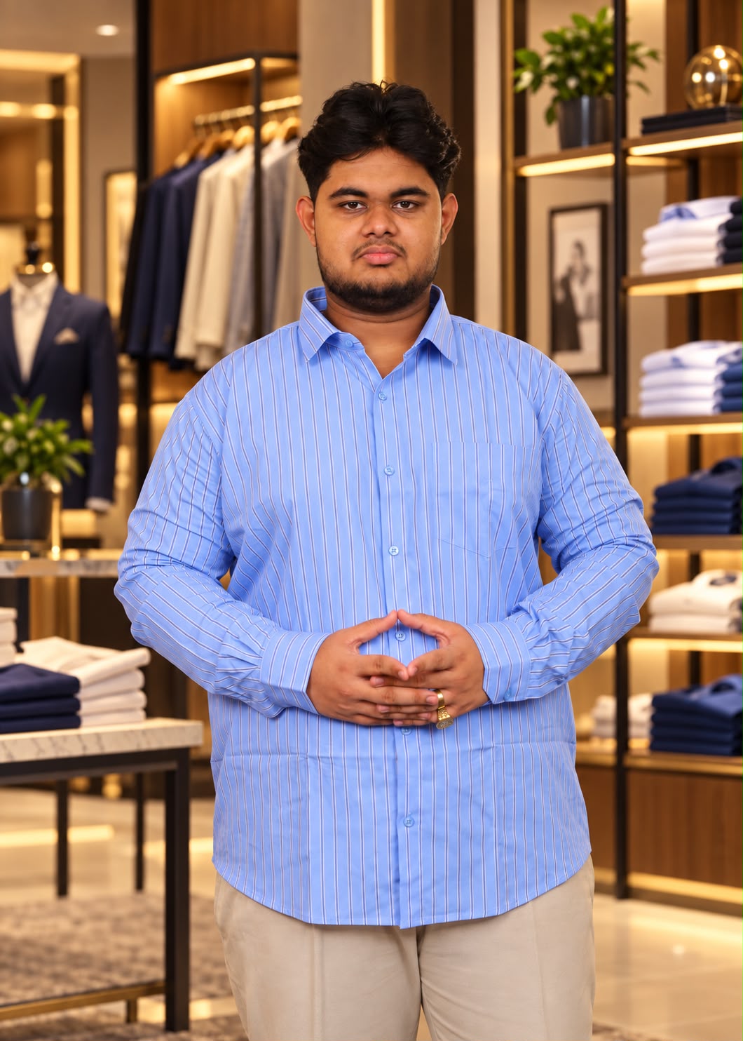 Royal Blue Stripe Shirt |PCS