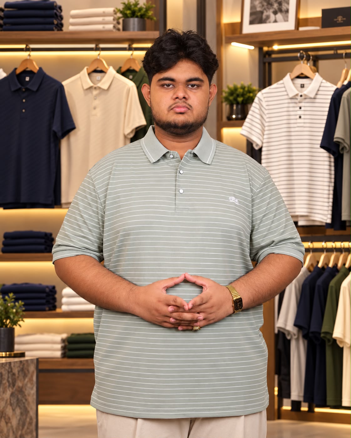 Mint Stripe Polo T-Shirt |THF