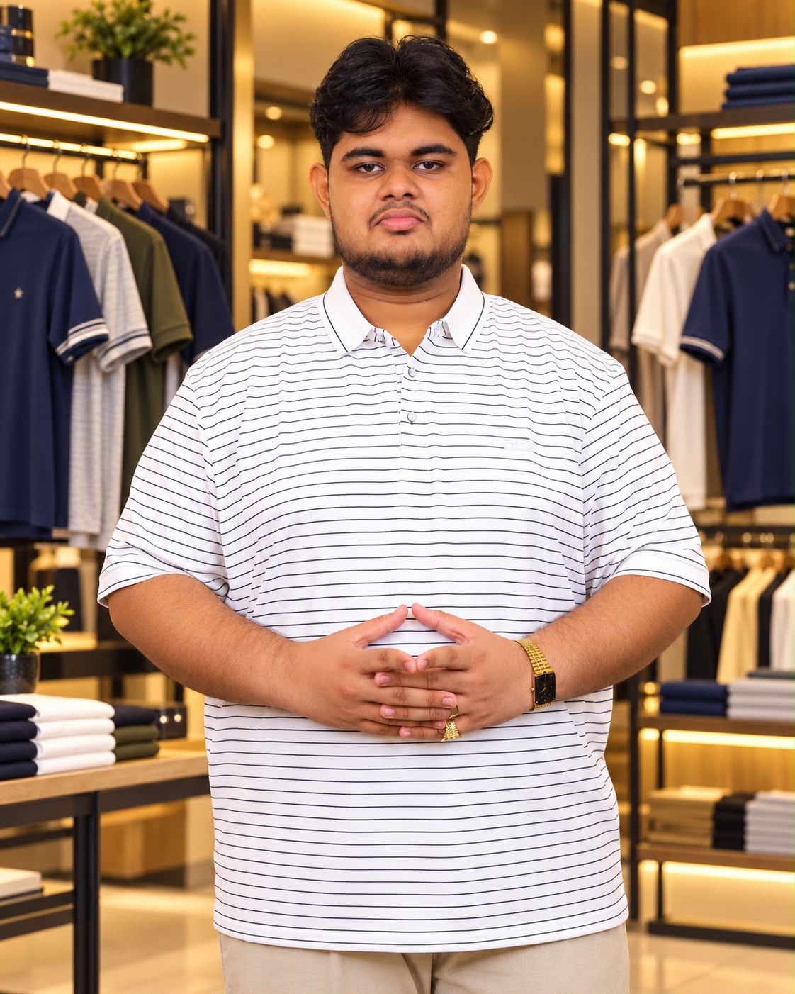 White Stripe Polo T-Shirt |THF