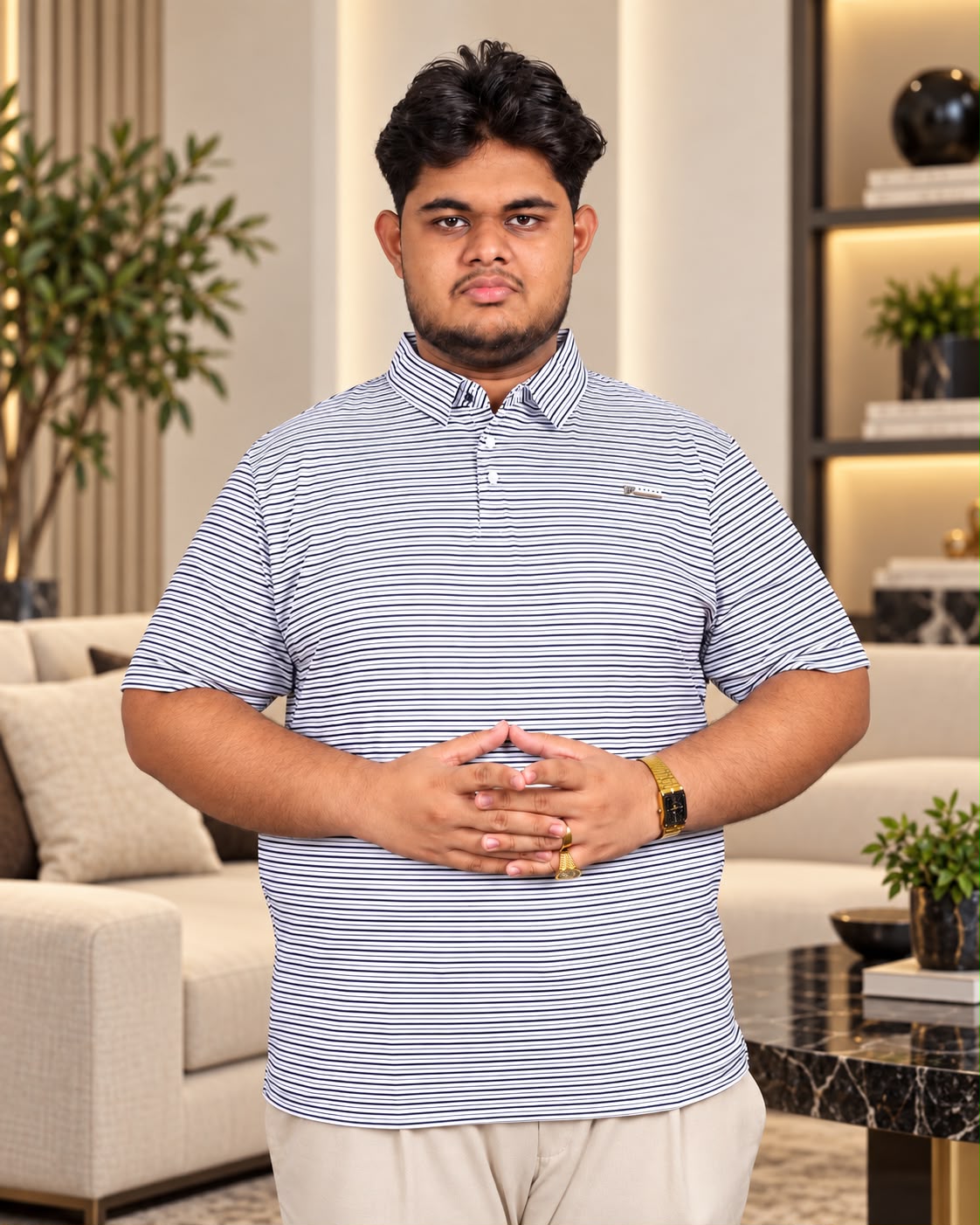 White Thin Polo T-Shirt |Plus