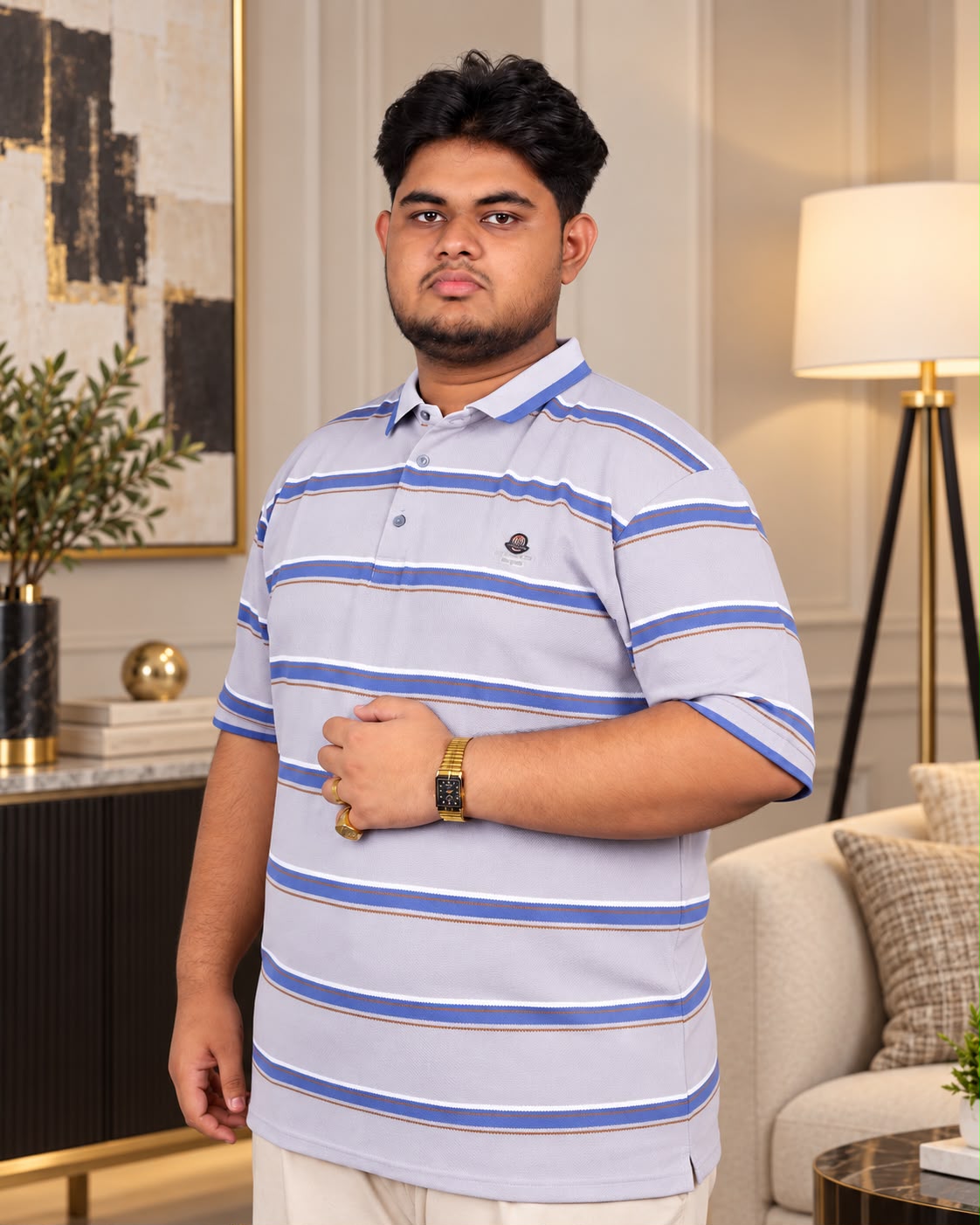 Silver Ash Contrast Polo T-Shirt |CNH