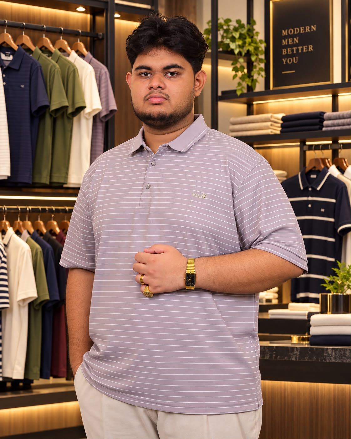 Purple Stripe Polo T-Shirt |THF