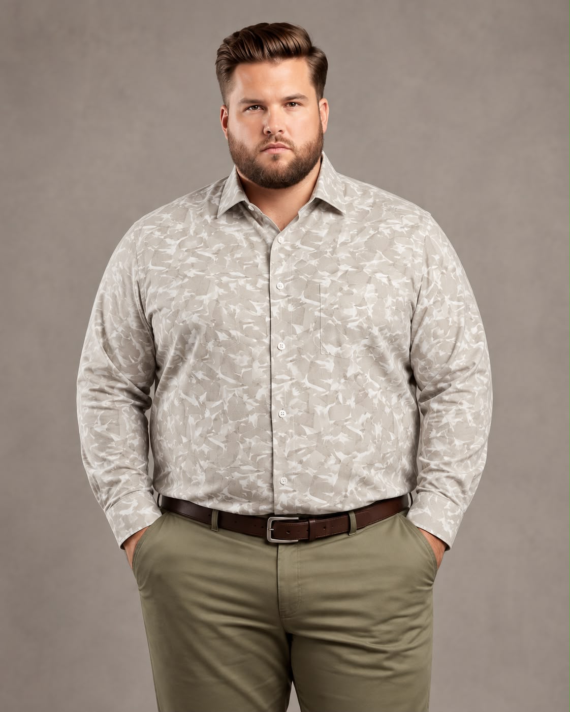 Ash Colour Printed Shirt-PPS