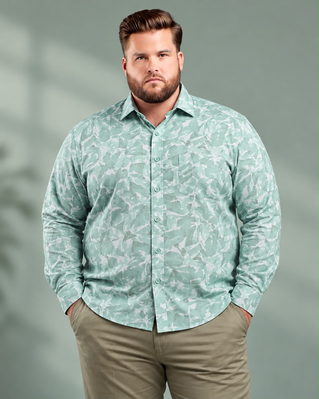 Mint Colour Printed Shirt-PPS