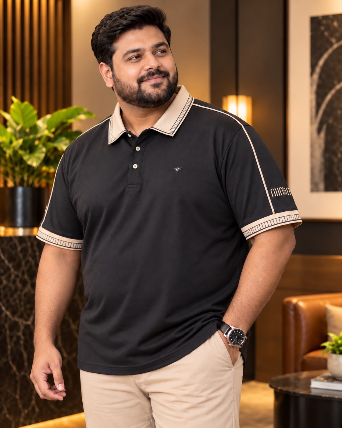 Black Colour Polo T-Shirt-BRM