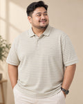Light Cream Stripe Polo T-Shirt |THF