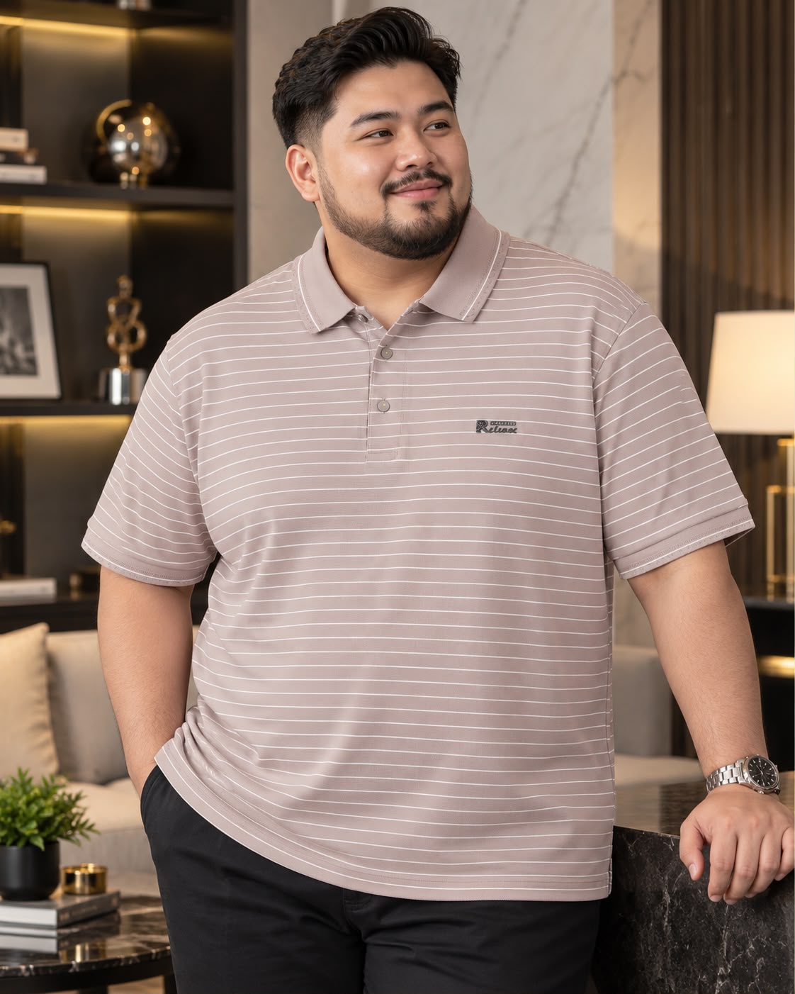 Purple Stripe Polo T-Shirt |THF