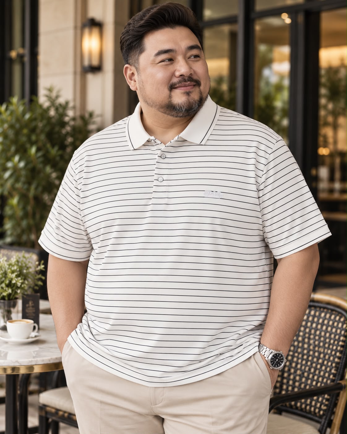 White Stripe Polo T-Shirt |THF